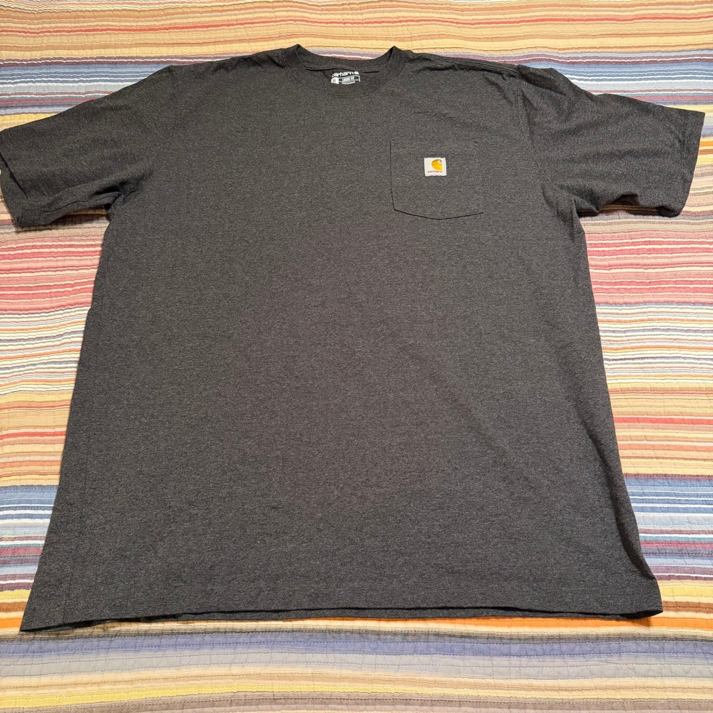Carhartt Mens Dark Gray Pocket T Shirt XL‎ Tall Loose Fit Work Casual